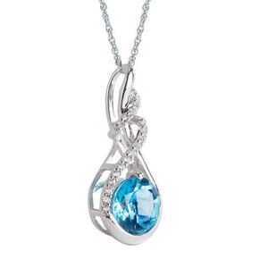Shimmering Sea Blue Topaz Pendant By Danbury Mint